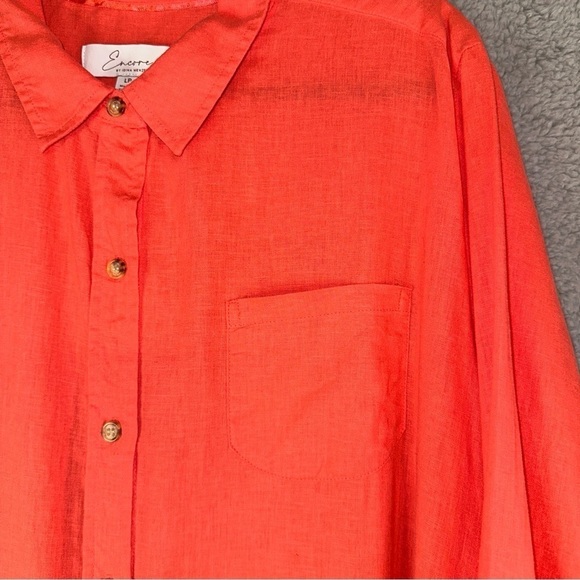 Encore by Idina Menzel Dress Womens Large Petite Coral Regular Relaxed Linen - Picture 5 of 12